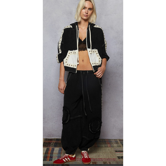 POL Large Black Double Gauze Jogger Set Athleisure NEW - Picture 1 of 9